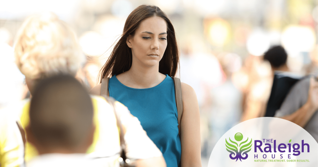 Woman walking alone outside