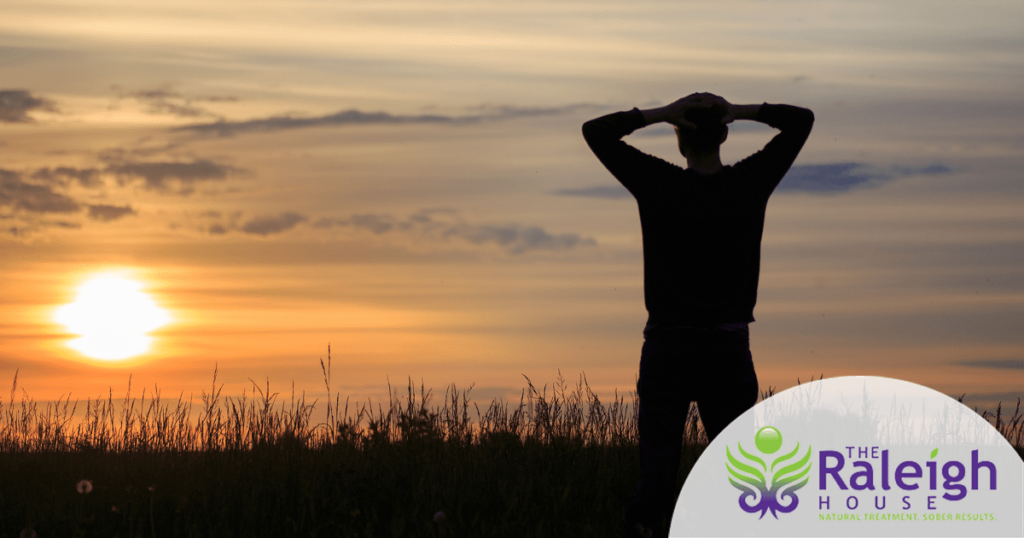 The silhouette of a man in a summer field.