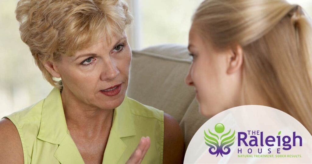 A woman has a serious talk with her adult daughter.