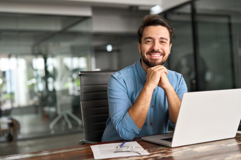 Happy professional business man company employee